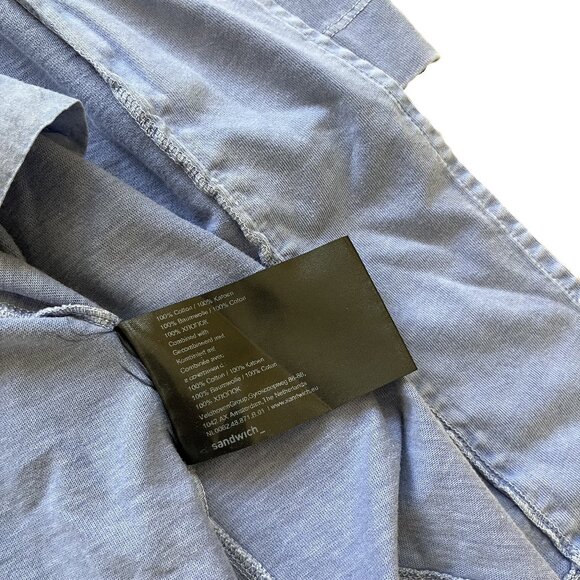 Sandwich Longline Jacket Asymmetric Zip Lightweight Jersey Knit Periwinkle Blue - Picture 8 of 8